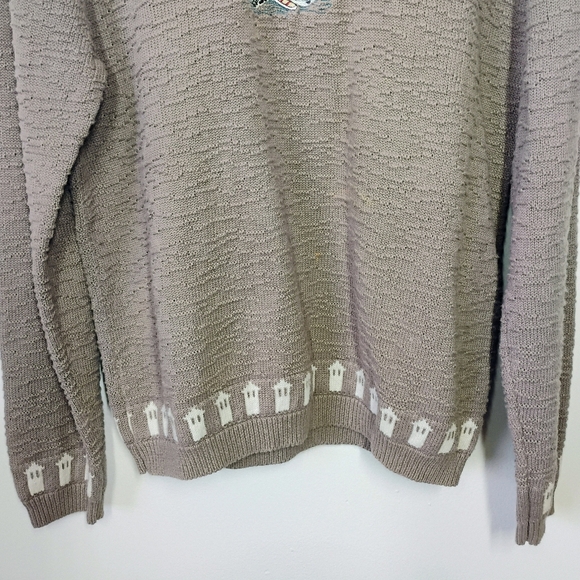 Vintage Le Moda Maine Lighthouse Embroidered Sweater Medium Fisherman Grandma - Picture 2 of 12